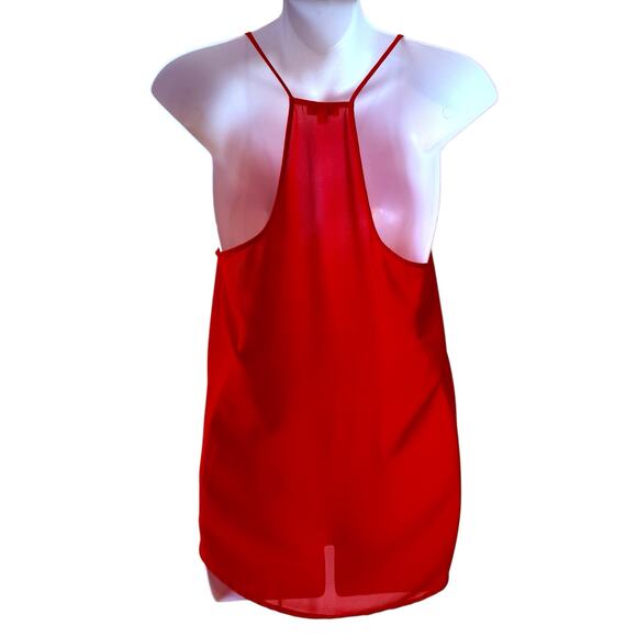 Red Crossover Front Camisole Size Small Sleeveless Sheer Blouse Fairy Romantic - Picture 3 of 11